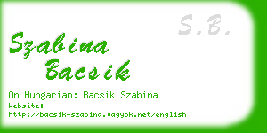 szabina bacsik business card